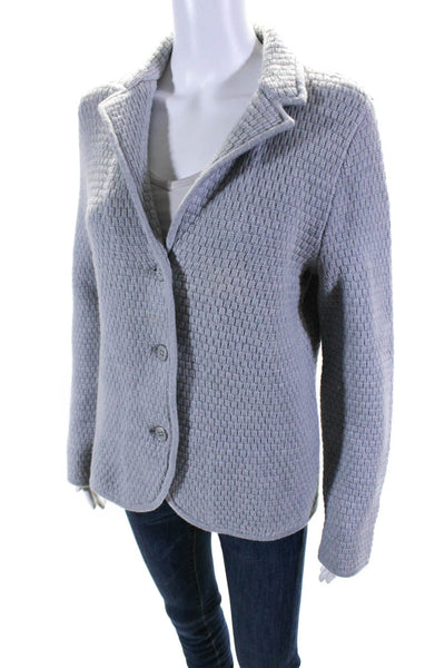 Talbots Womens Merino Wool Textured Buttoned Long Sleeve Sweater Gray Size M