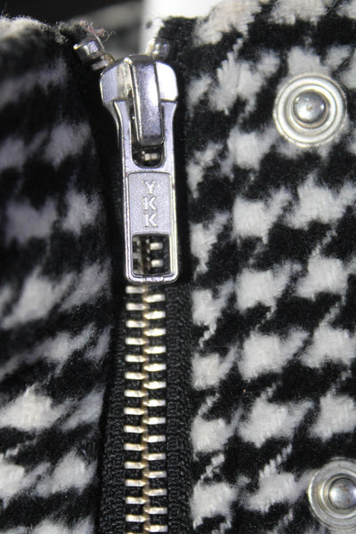 Tularosa Womens Houndstooth Print Puffer Jacket Black White Size Extra Small