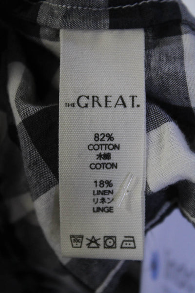 The Great Womens Checks Plaid Button Down Shirt Black White Cotton Size 0