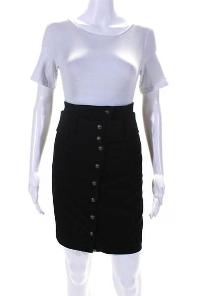 Intermix Womens Belted Button Down Knee Length Pencil Skirt Black Size Petite