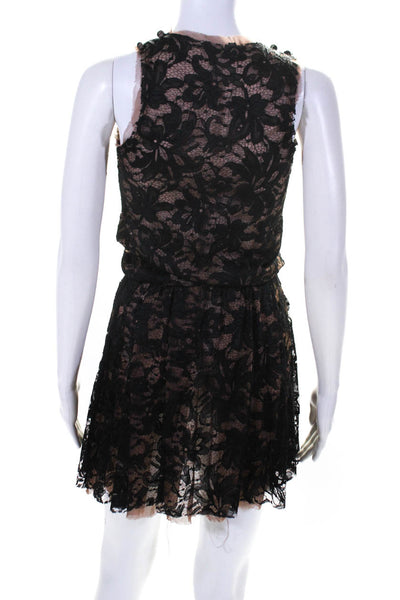 Alexis Womens Lace Sleeveless A Line Dress Brown Black Size Small