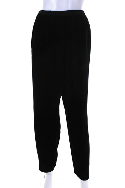 Eileen Fisher Womens Elastic Waistband Velvet Straight Pants Black Large