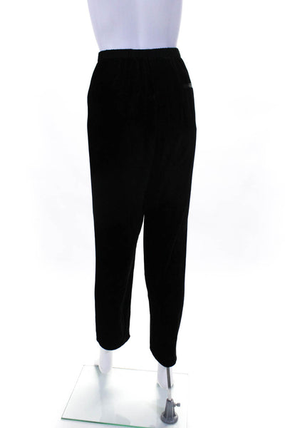 Eileen Fisher Womens Elastic Waistband Velvet Straight Pants Black Large