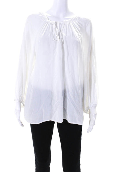 Velvet by Graham & Spencer Womens Long Sleeve V Neck Boxy Shirt White Size Large