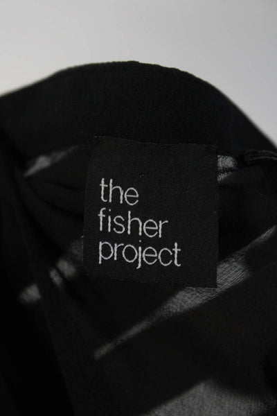 The Fisher Project Womens Button Down V Neck Tank Top Black Size Large