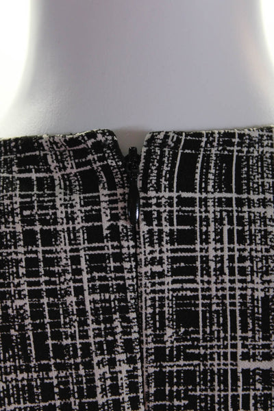 Theory Womens Abstract Print Short Sleeve Knee Length Shift Dress Black Size 8