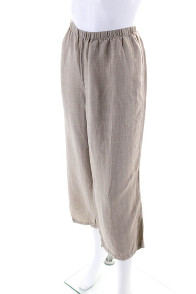 Eileen Fisher Womens Ruched Drawstring Straight Leg Casual Pants Brown Size L