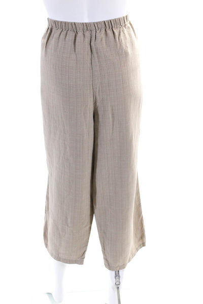 Eileen Fisher Womens Ruched Drawstring Straight Leg Casual Pants Brown Size L