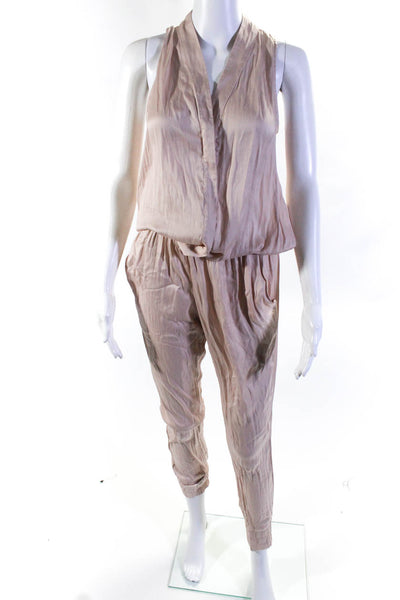 Alexis Womenns V-Neck Sleeveless Button Up Jumpsuit One Piece Blush Size XS