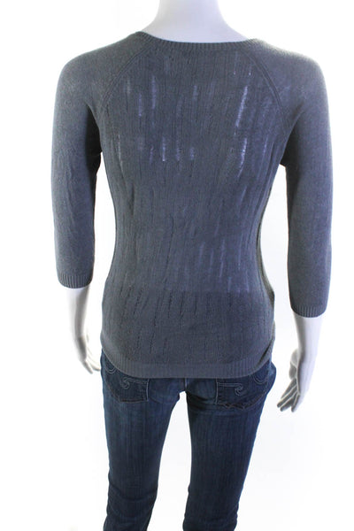 Autumn Cashmere Womens Knit Round Neck Long Sleeve Pullover Top Gray Size S