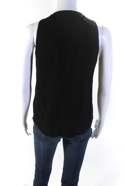 A.L.C. Womens Buckle Strap V-Neck Sleeveless Pullover Blouse Top Black Size 2