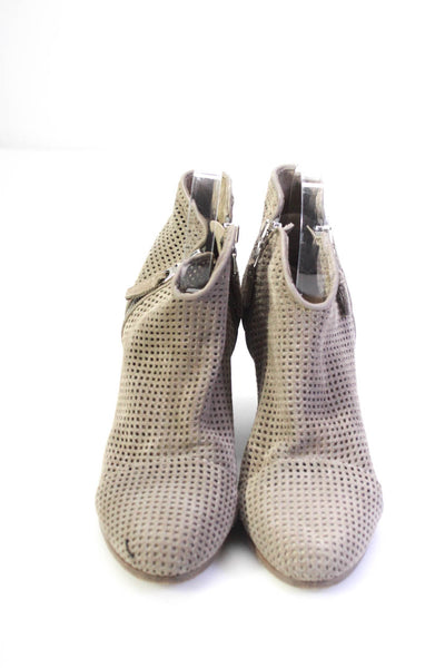 Rag & Bone Womens Suede Cut Out Round Toe Zip Up Ankle Boots Taupe Size 38.5 8.5