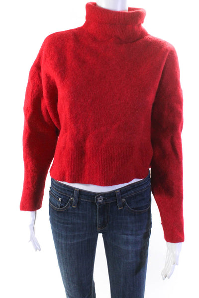Stockholm Atelier & Other Stories Womens Knit Crop Turtleneck Sweater Red Size M