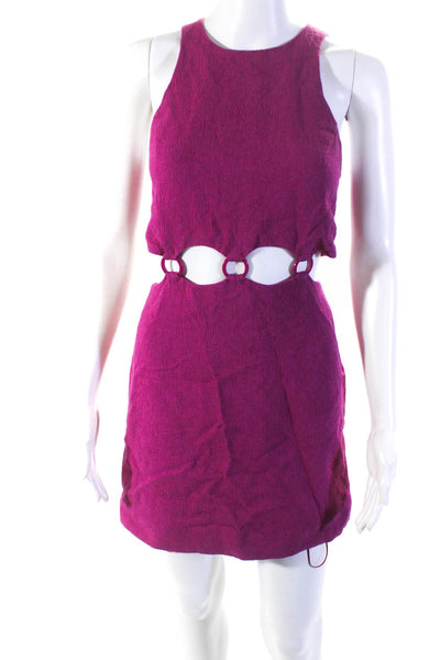 Ba&Sh Womens Sleeveless Cut Away Mini Zip Up Sheath Dress Fuschia Pink Size XS
