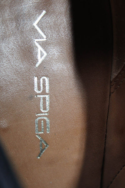 Via Spiga Womens Leather Zip Detailed Chunky High Heels Black Size 7M