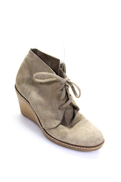 J Crew Womens Suede Lace Up Platform Wedges Ankle Boots Gray Size 7