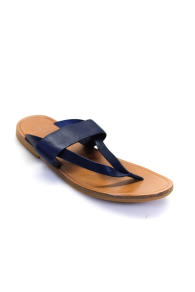 Vince Womens Leather Strappy Flip Flops Sandals Flats Navy Blue Size 37.5 7.5