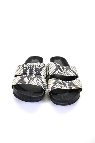 Vince Womens Suede Animal Print Double Strapped Slip-On Sandals Black Size 8