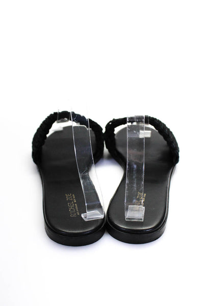 Rachel Zoe Womens Ribbed Textured Strapped Slip-On Slides Black Size 8.5