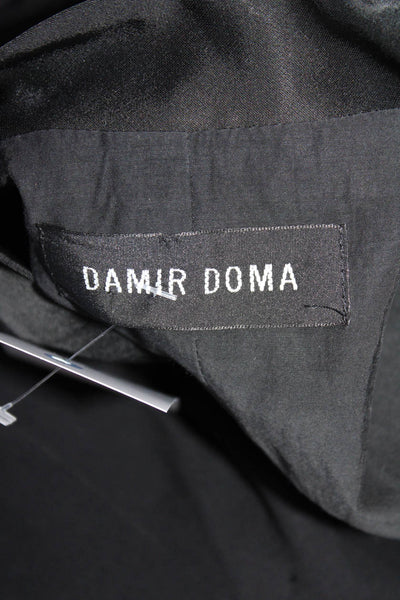 Damir Doma Womens Black Crepe V-Neck One Button Short Sleeve Jacket Size 34