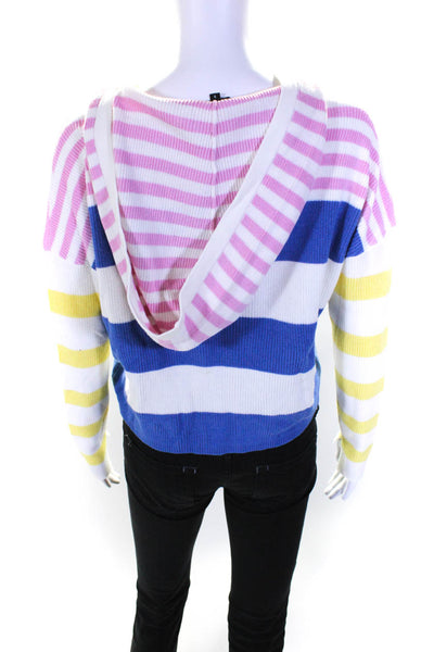 Central Park West Womens Multicolor Striped Hooded Long Sleeve Sweater Top SizeS