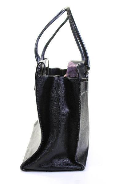 Rafe Womens Leather Silver Tone Tote Shoulder Handbag Black
