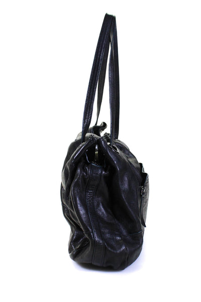 Olivia Harris Womens Leather Flap Twist Lock Closure Shoulder Handbag Black