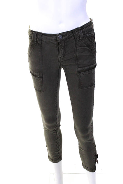 Joie Jeans Womens Cotton Denim Cargo Park Skinny Leg Jeans Olive Green Size 25