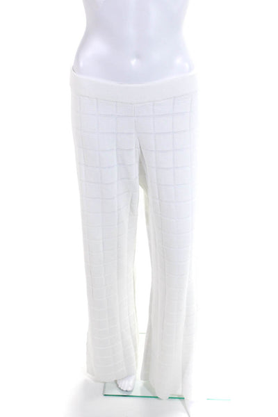 Solid & Striped Womens Stretch Knit Gingham Print Flare Pants White Size M