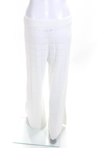 Solid & Striped Womens Stretch Knit Gingham Print Flare Pants White Size M
