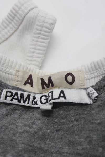 Pam & Gela AMO Womens Distressed Racerback Tank Top Gray Size M L Lot 2