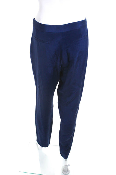 Lisa Perry Womens Blue High Rise Flat Front Straight Leg Dress Pants Size 4