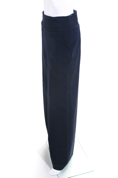 Adeam Womens Navy Side Zip Pleated Wide Leg Dress Pants Size 4