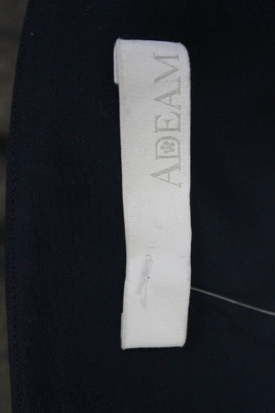 Adeam Womens Navy Side Zip Pleated Wide Leg Dress Pants Size 4