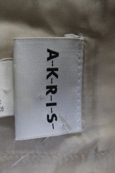 Akris Womens Beige Wool Drawstring Zip Back Knee Length Pencil Skirt Size 6
