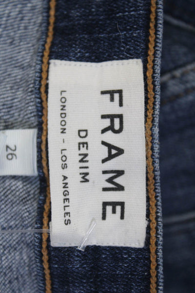 Frame Womens Medium Wash Buttoned Distress Straight Leg Jeans Blue Size EUR26