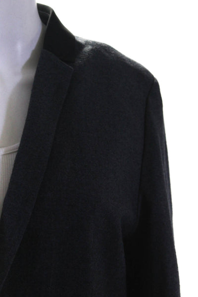 Elie Tahari Womens Wool Notched Collar Button Up Blazer Jacket Gray Size 14