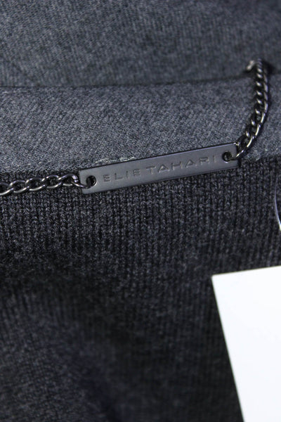 Elie Tahari Womens Wool Notched Collar Button Up Blazer Jacket Gray Size 14