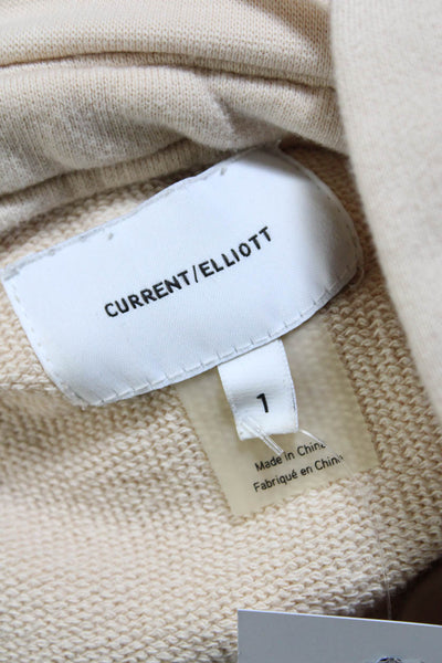 Current/Elliott Womens Zippered Detachable Long Sleeved Crop Hoodie Beige Size 1