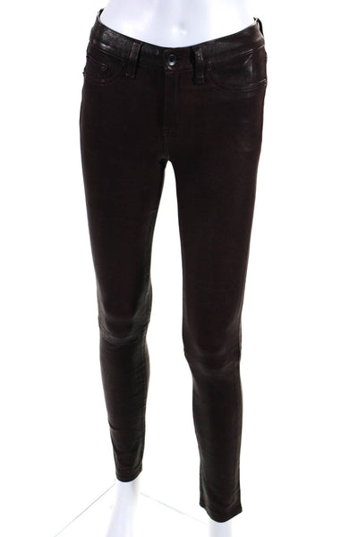 Rag & Bone Jean Womens Leather Cotton Lined Low-Rise Skinny Pants Brown Size 26