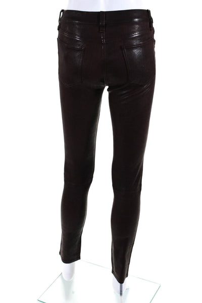 Rag & Bone Jean Womens Leather Cotton Lined Low-Rise Skinny Pants Brown Size 26