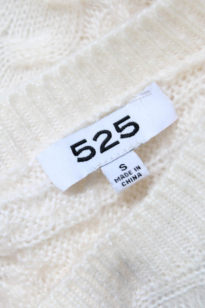 525 Womens Knitted Round Neck Long Sleeve Pullover Sweater Cream Size S