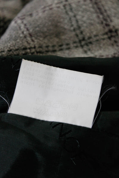 Rena Lange Women's Wool Plaid Five-Button Blazer Jacket Green Size 4