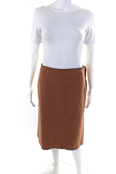 Jil Sander Women's Lined Wool Knee Length A-line Skirt Brown Size 36