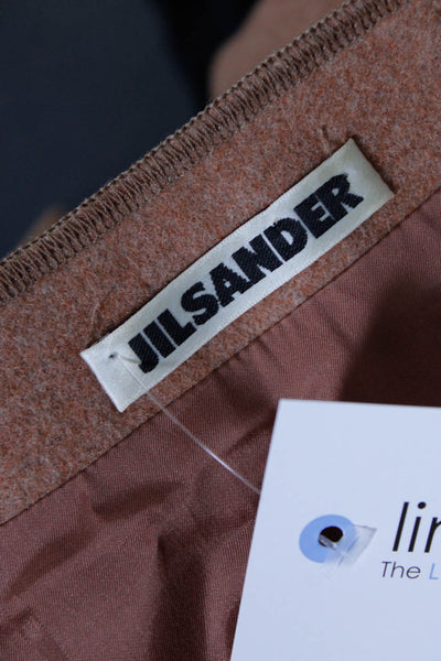 Jil Sander Women's Lined Wool Knee Length A-line Skirt Brown Size 36