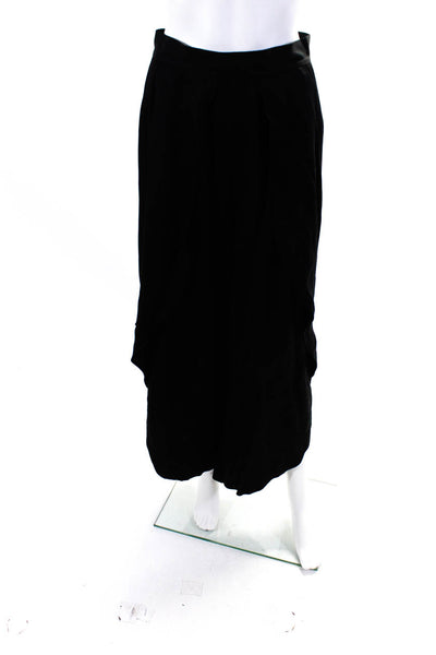 BCBGMAXAZRIA Women's High Rise Pleated Curved Hem Wide Leg Trousers Black Size S
