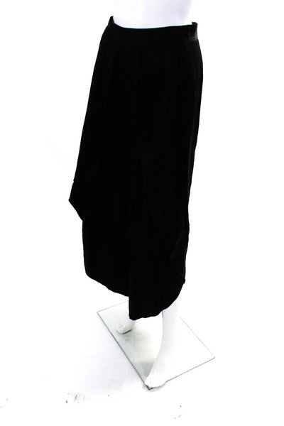 BCBGMAXAZRIA Women's High Rise Pleated Curved Hem Wide Leg Trousers Black Size S