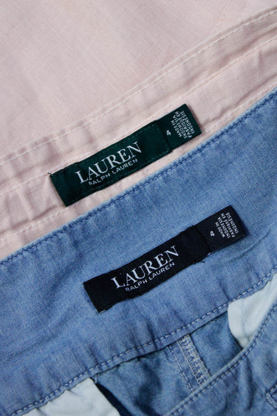 Lauren Ralph Lauren Women's Pleated Casual Buckle Shorts Blue Size 4, Lot 2