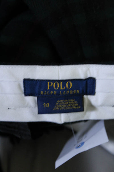 Polo Ralph Lauren Women's Plaid Straight Leg Wool Blend Trousers Green Size 10