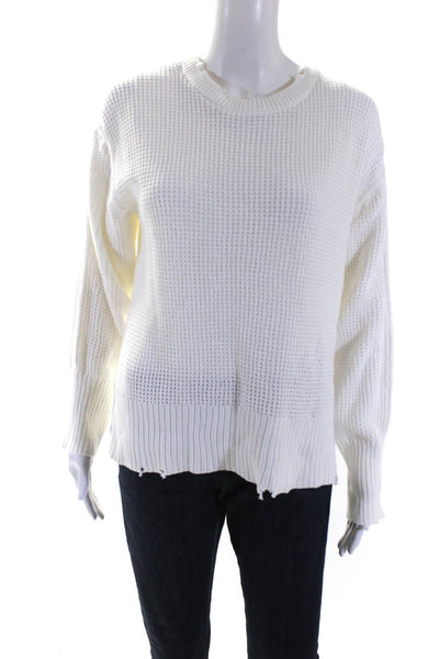 Pistola Women's Cotton Long Sleeve Crewneck Pullover Sweater White Size S
